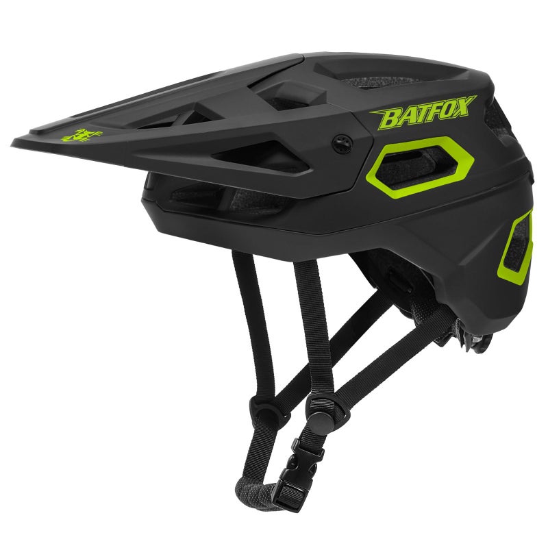 BATFOX Bike HelmetMountain Bike Helmet Helmets for Men Women Adults Youth Black Green L5559CM - Image 2