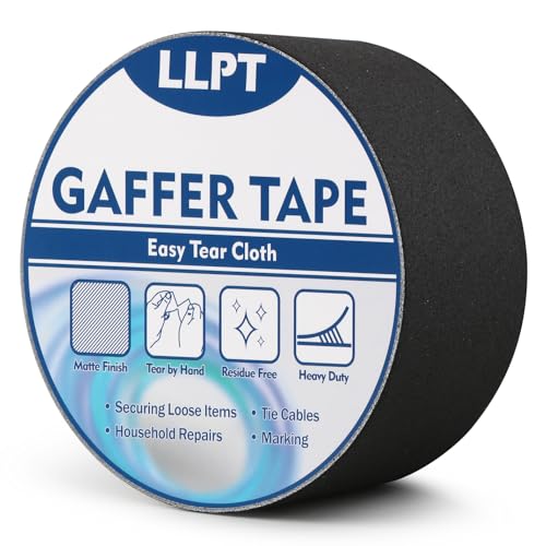 LLPT Gaffers Tape Black 2" x 16.5 Yards Matte Non Reflective Easy Tear Residue Free Heavy Duty Gaffing Tape for Cords Photography (PGT515P1BK) - Image 1