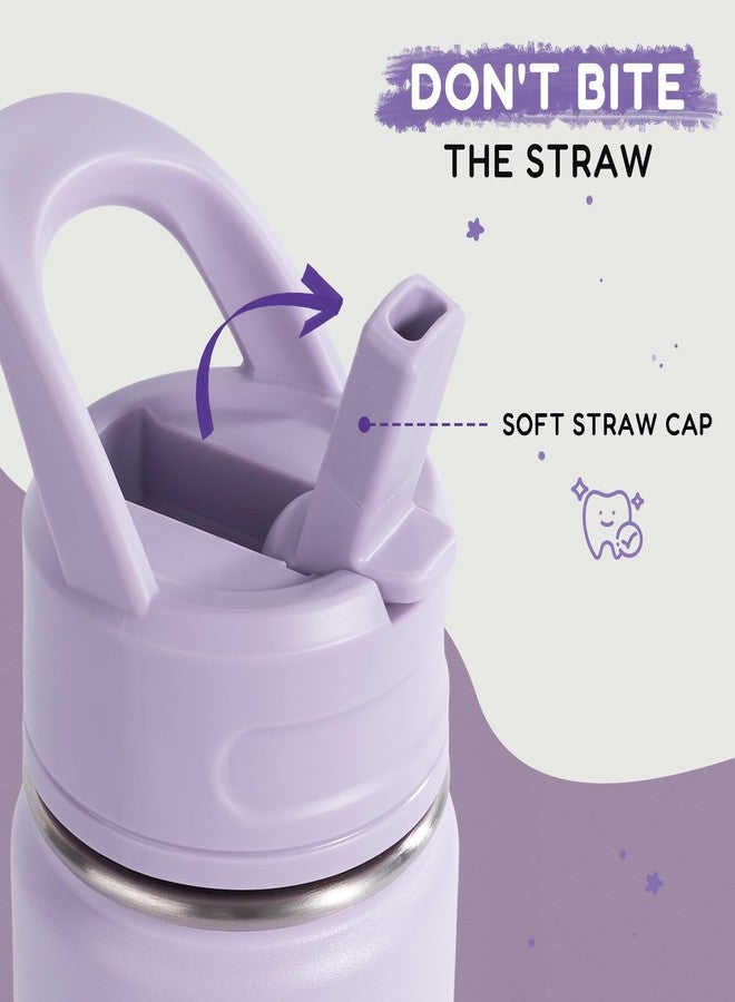 Fijinhom 12oz Kids Water Bottle for School, Toddler Purple Stainless Steel Vacuum Insulated Bottle with Straw, Leak-Proof, BPA-Free - Image 2