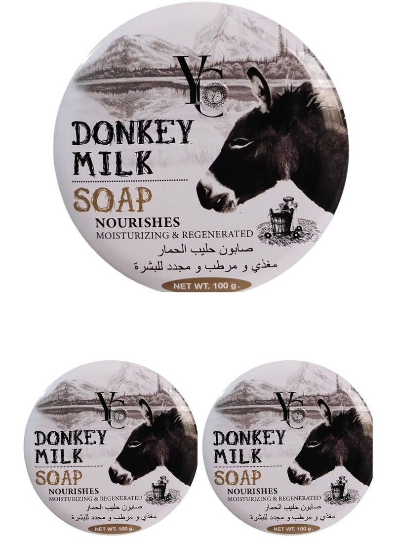 واي سي ثلاثة قطع من صابون حليب الحمار 100x3 جرام - Image 2