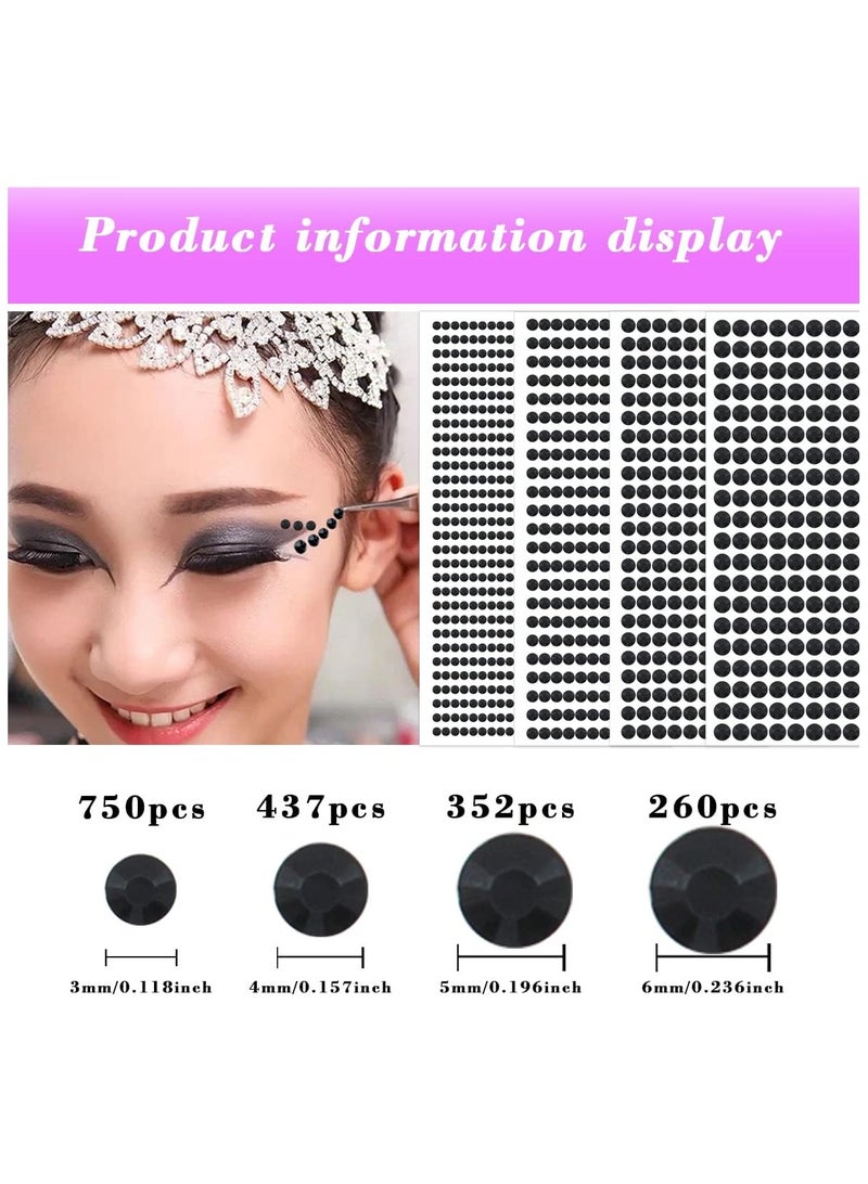 1799pcs Self Adhesive Face Gems Stickers, Hair Gems Rhinestones Stickers, Bling Jewels for Makeup, Crafts, Home Decor Scrapbooking Embellishments, 4 Sizes 3mm/4mm/5mm/6mm - Image 3