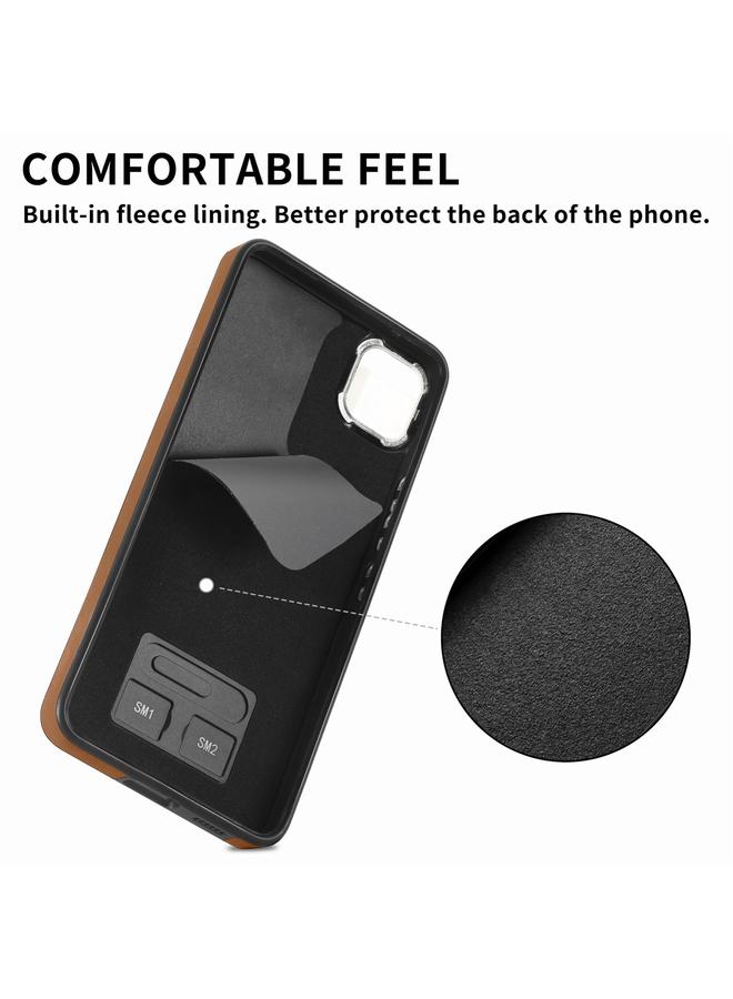 اس-توب جراب لهاتف Samsung Galaxy A03 مقاس 166 مم مصنوع من الجلد المطلي بالكهرباء مع حلقة للبطاقات ومحفظة للهاتف - Image 3