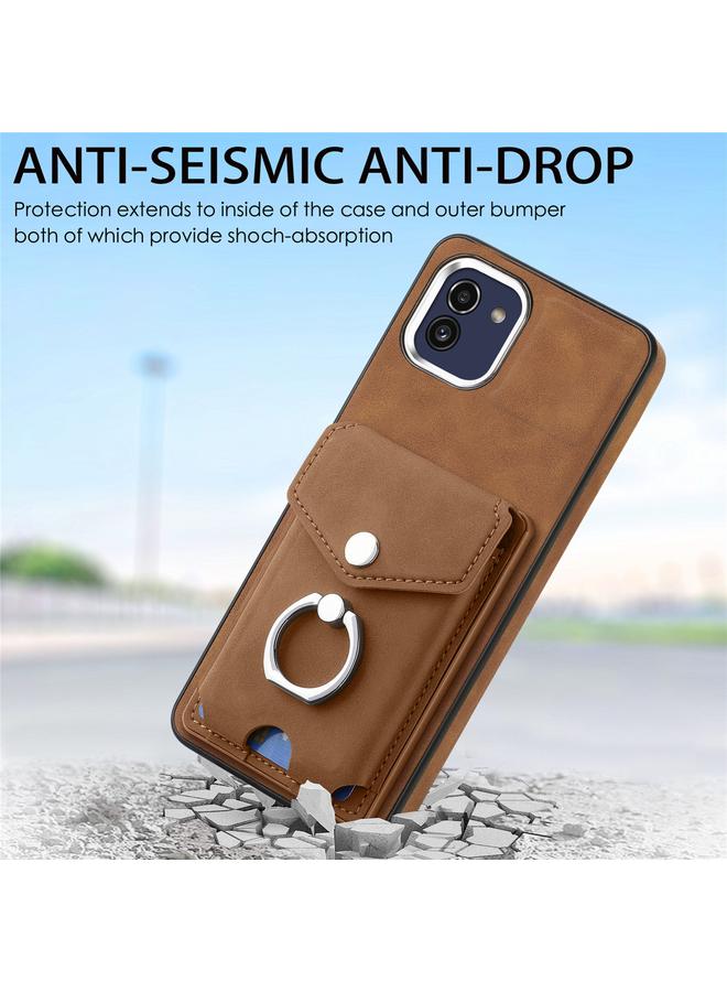 اس-توب جراب لهاتف Samsung Galaxy A03 مقاس 166 مم مصنوع من الجلد المطلي بالكهرباء مع حلقة للبطاقات ومحفظة للهاتف - Image 2