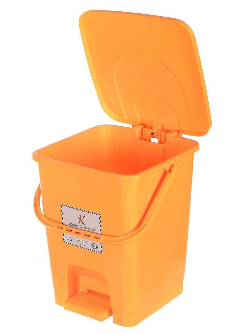 Kuber Industries Kuber Industries Square Premium Plastic Pedal Dustbin with Lid for HomeKitchenOffice 10 Ltr Yellow  - Image 4