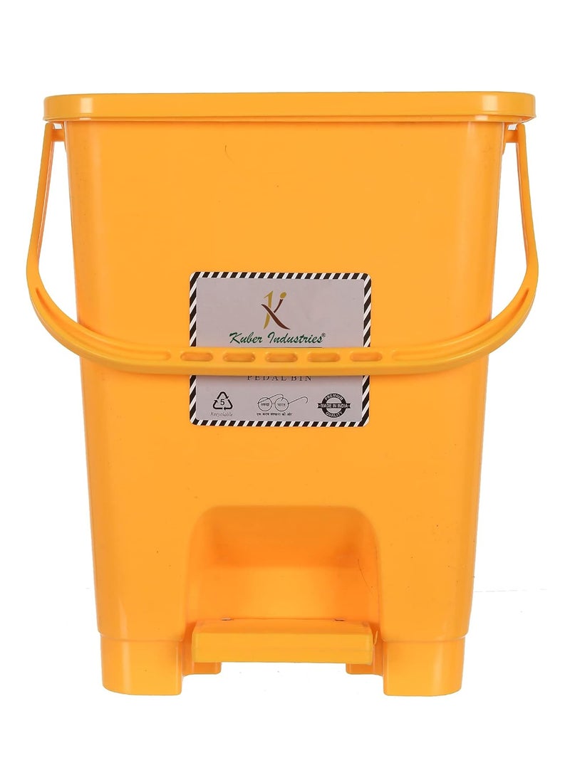 Kuber Industries Kuber Industries Square Premium Plastic Pedal Dustbin with Lid for HomeKitchenOffice 10 Ltr Yellow  - Image 1