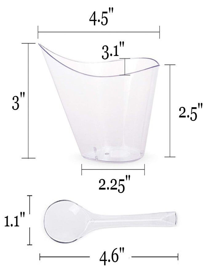 Tosnail 75 Pack 7 Ounce Clear Plastic Dessert Cups with 75 Pieces Clear Plastic Tasting Spoons - Image 2