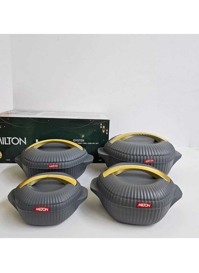 Milton - Milton Food Container Set of 4 Pieces Stainless Steel Inner Heat Edge (500ml, 1000ml, 1500ml, 2500ml) Grey - Image 1