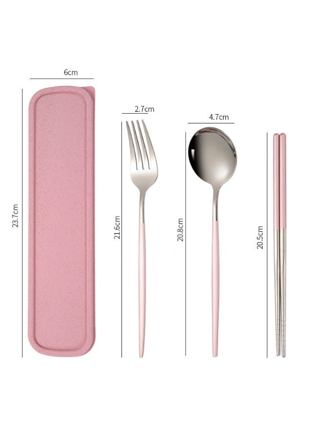 مجموعة أدوات المائدة الخارجية 3 قطع طقم أدوات المائدة الخارجية شوكة ملعقة عيدان طعام، أدوات مائدة محمولة للتخييم، طقم أدوات مائدة للسفر مع حقيبة - Image 2