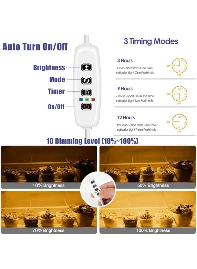 First Moon LED Plant Grow Light Strips, Full Spectrum Grow Light for Indoor Plants with Auto ON and Off Timer, 10 Dimmable Levels with 48 LEDs, Sunlike Grow Lamp for Seedlings Hydroponics - Image 5