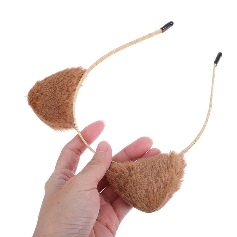 Plush Cat Ear Headband for Washing Face Soft Furry Hairband Skincare Spa Headband Women’s Hair Accessory Khaki Color - Image 3