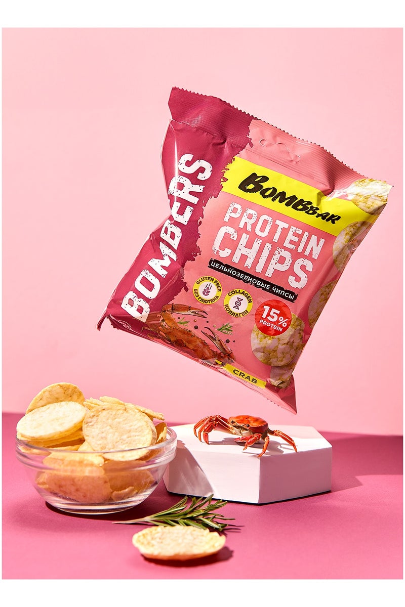 BOMBBAR Bombers Whole Grain Protein Chips Crab Flavor with Collagen Gluten Free 50g - Image 2