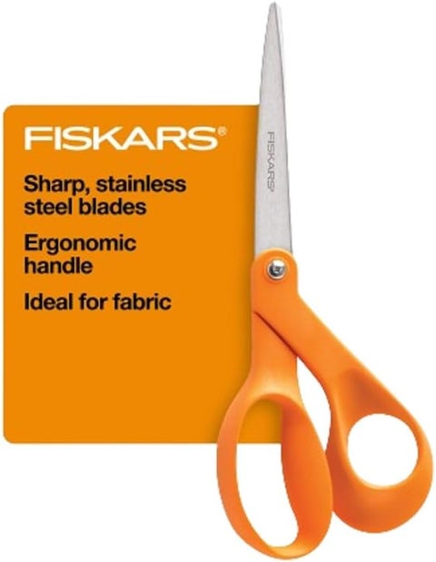 Fiskars 8 Original OrangeHandled Stainless Steel Scissors Ergonomic and Keeps Material Flat Sharp AllPurpose Paper and Fabric Scissors for Office Arts and Crafts