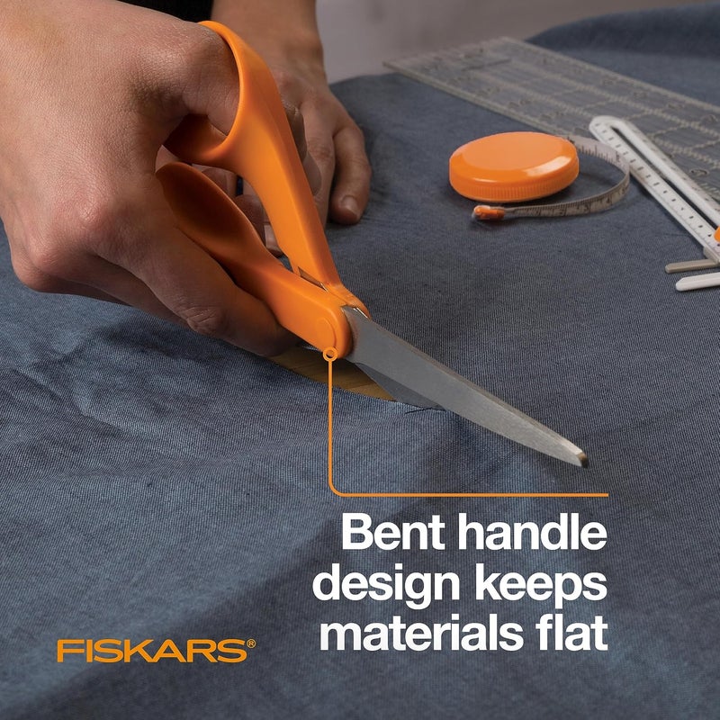 Fiskars 8 Original OrangeHandled Stainless Steel Scissors Ergonomic and Keeps Material Flat Sharp AllPurpose Paper and Fabric Scissors for Office Arts and Crafts
