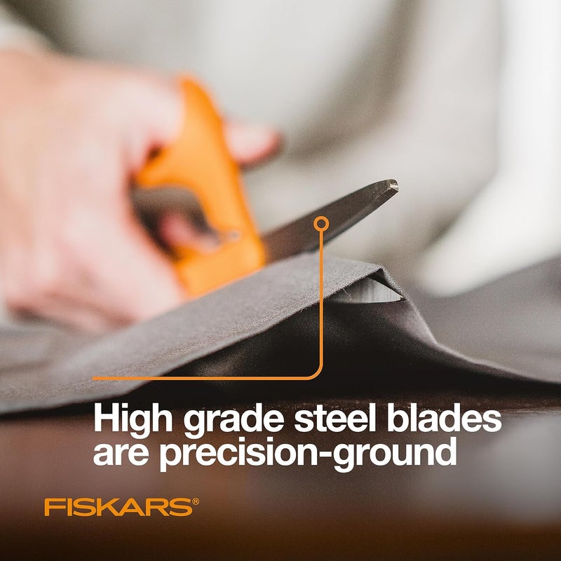 Fiskars 8 Original OrangeHandled Stainless Steel Scissors Ergonomic and Keeps Material Flat Sharp AllPurpose Paper and Fabric Scissors for Office Arts and Crafts