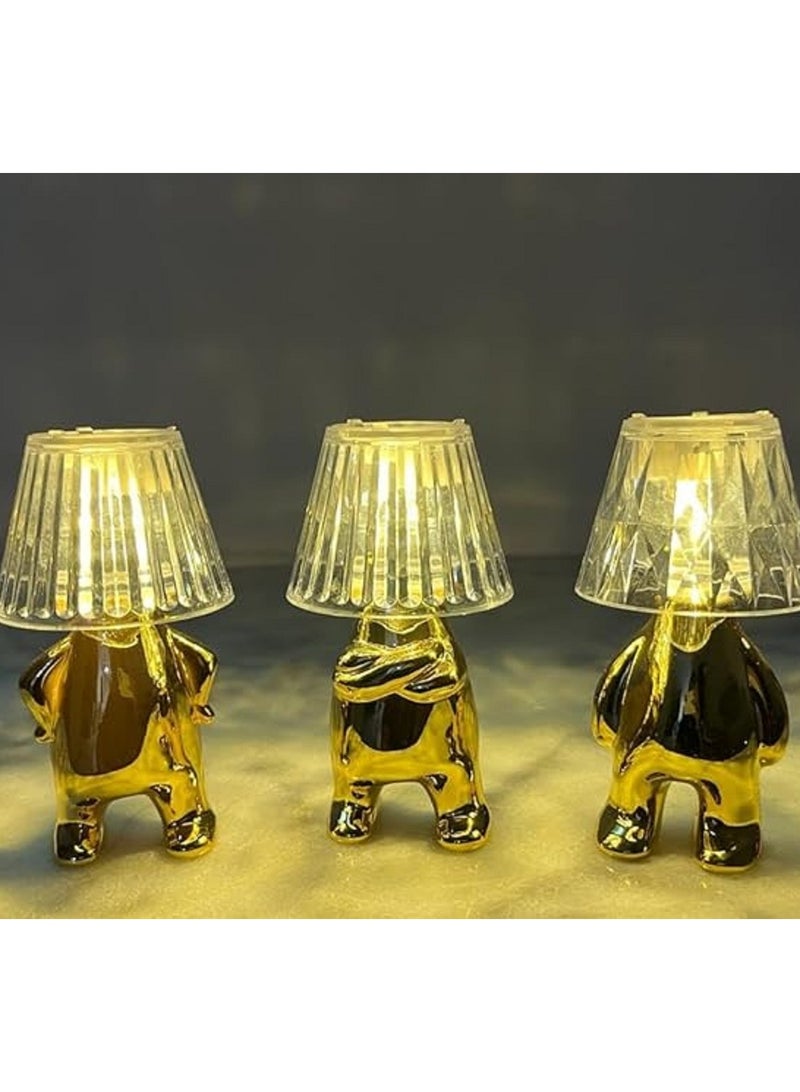 مجسم بتصميم رجل صغير بلون ذهبي، مصباح طاولة بإضاءة LED حديث، مصابيح مكتب بتصميم تمثال مبتكر، لديكور المنزل، غرفة المعيشة، غرفة النوم، المكتب، مصابيح بجانب السرير، الطاولات الجانبية - Image 2