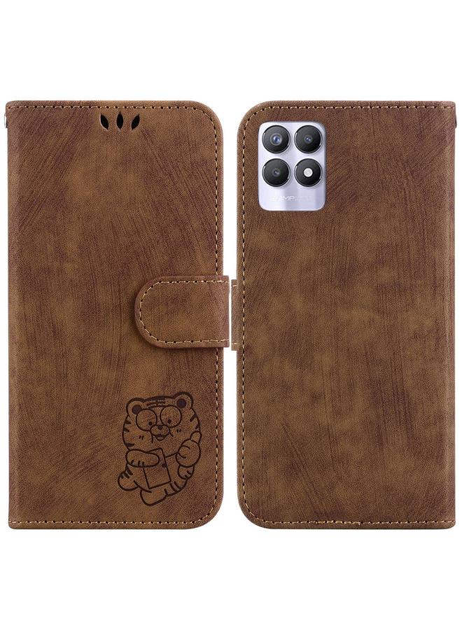 اس-توب جراب هاتف Realme 8i من الجلد المنقوش بنقشة النمر الصغير - Image 1