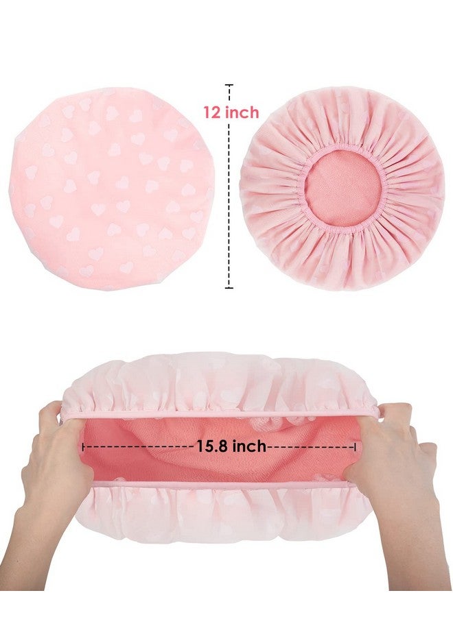 Auban Shower Cap, Shower Cap for Women Terry Cloth Lined EVA Exterior Reusable Double Layer Waterproof, Large Bath Hair Cap, Hotel Travel Essentials Accessories Cleaning Supplies(Pink) - Image 1