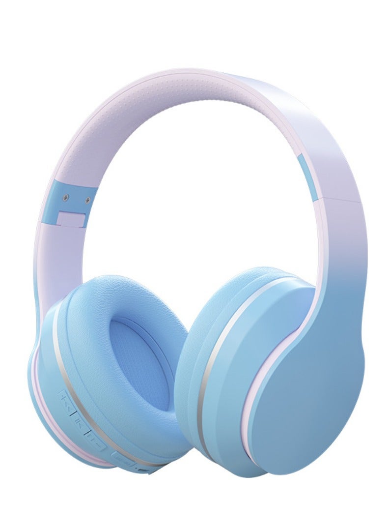 caijin Bluetooth-Kopfhörer, Kinder-Bluetooth-Kopfhörer mit Mikrofon, kabellose Kinder-Kopfhörer, faltbar und verstellbar, Micro-SD/TF-Karte, geeignet für Jungen, Mädchen, Kinder/Erwachsene, Computer/Handys/Tablets (blau) - Image 1