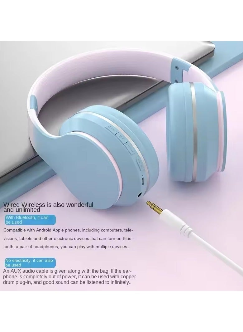 caijin Bluetooth-Kopfhörer, Kinder-Bluetooth-Kopfhörer mit Mikrofon, kabellose Kinder-Kopfhörer, faltbar und verstellbar, Micro-SD/TF-Karte, geeignet für Jungen, Mädchen, Kinder/Erwachsene, Computer/Handys/Tablets (blau) - Image 2