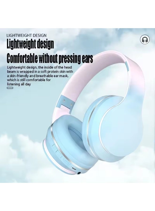 caijin Bluetooth-Kopfhörer, Kinder-Bluetooth-Kopfhörer mit Mikrofon, kabellose Kinder-Kopfhörer, faltbar und verstellbar, Micro-SD/TF-Karte, geeignet für Jungen, Mädchen, Kinder/Erwachsene, Computer/Handys/Tablets (blau) - Image 5