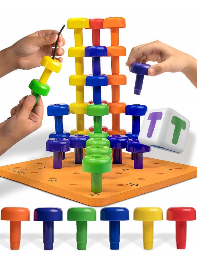 Skoolzy Skoolzy Montessori Sensory Peg Board 34 Piece Set - Develop Sensory Play Occupational Therapy STEM Learning Educational Toys for Kids 2+ - Includes Foam Board, Lacing String, Dice, Storage Bag, eBook  - Image 2