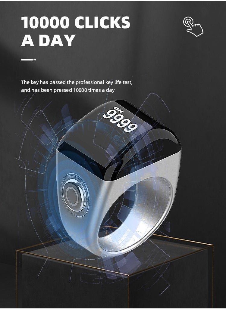 Equantu - 18mm Smart Ring with Vibration Reminder Tasbih Counter and Bluetooth Connection for Exclusive IQIBLA App and 5 Daily Prayer Reminders - Image 1