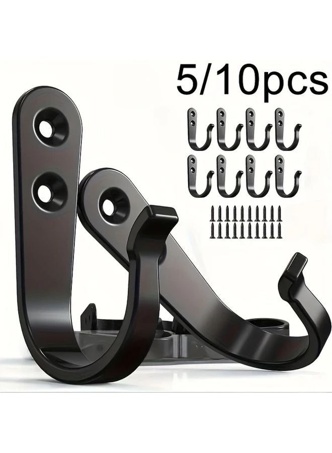 5pcs Heavy Duty Black Metal Wall Hooks Industrial Pipe Style Hangers With Screws Easy Install - Image 2