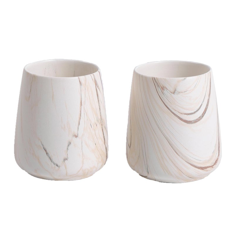 2Pcs Toothbrush Holder for Bathroom Marble Brown Ceramic Tooth Brushing Holders Set Toothbrush Cup Toothpaste Organizer for Bathroom Countertop Makeup Brush Holder Pen Holder for Home Storage