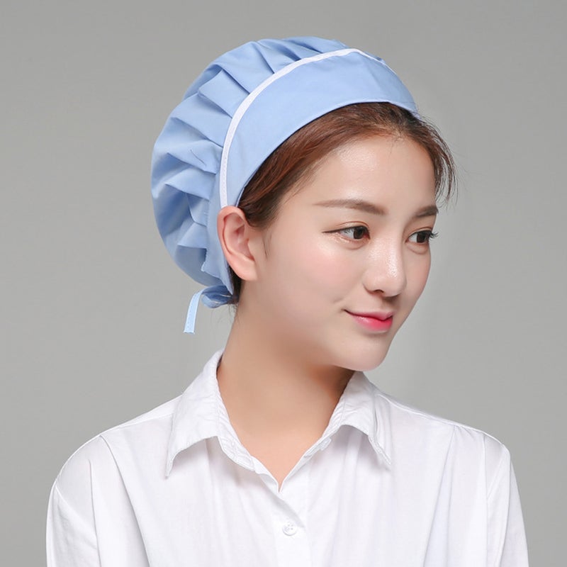 2 pcs Adjustable Food Baking Smoke-proof Chef Hat Oil Proof Working Hat Lace-up Catering for Women Men Wearing (Light ) - Image 3