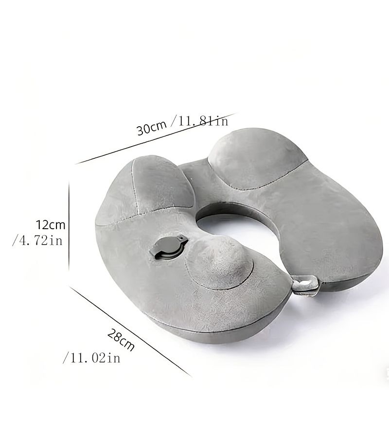 Gray Inflatable U Shaped Travel Pillow Washable Portable Neck Support - Image 5