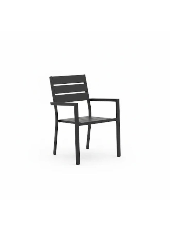 Casa Fiora Outdoor Dining Set with Metal Frame and WPC Slats, Black - Image 4