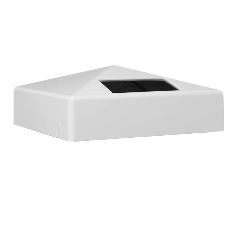 Classy Caps 4x4 White PVC Pyramid Solar Post Cap High Performance Energy Efficient Outdoor Solar Lighting Durable White PVC Fits Standard 4x4 Posts