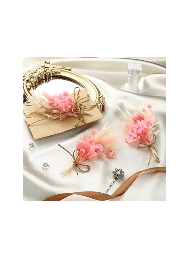 The Bros 10 Pack Mini Dried Flower Bouquet 6.3'' Pink Sage White Wheat Dried Flowers for Vase DIY Craft Photo Props Card Decor Bohemian Wedding Dried Flowers with Stems Embossing Dried Flower Plant Stem Bunch - Image 3