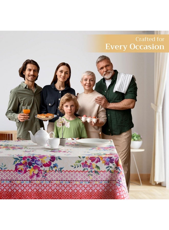 ميزون دي هيرمين غطاء طاولة Maison d' Hermine مصنوع من القطن بنسبة 100% - مفرش طاولة مستطيل مزخرف مقاس 54 بوصة × 72 بوصة - مفارش طاولات لتناول الطعام وحفلات الزفاف والحفلات الريفية والحفلات - لفصلي الربيع والصيف - مجموعة حديقة الورود - Image 5