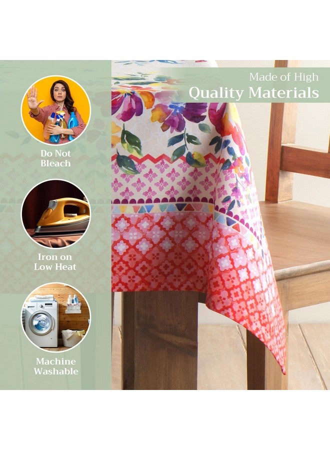 ميزون دي هيرمين غطاء طاولة Maison d' Hermine مصنوع من القطن بنسبة 100% - مفرش طاولة مستطيل مزخرف مقاس 54 بوصة × 72 بوصة - مفارش طاولات لتناول الطعام وحفلات الزفاف والحفلات الريفية والحفلات - لفصلي الربيع والصيف - مجموعة حديقة الورود - Image 3