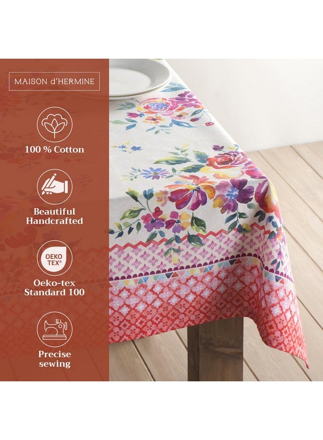 ميزون دي هيرمين غطاء طاولة Maison d' Hermine مصنوع من القطن بنسبة 100% - مفرش طاولة مستطيل مزخرف مقاس 54 بوصة × 72 بوصة - مفارش طاولات لتناول الطعام وحفلات الزفاف والحفلات الريفية والحفلات - لفصلي الربيع والصيف - مجموعة حديقة الورود - Image 2