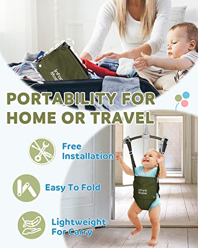 Infant Master Master Baby Doorway Jumper - Sturdy with Adjustable Strap, Soft Johnny Bouncer Seat, Ideal Gift for Infant, Free Installation, Green - Image 3