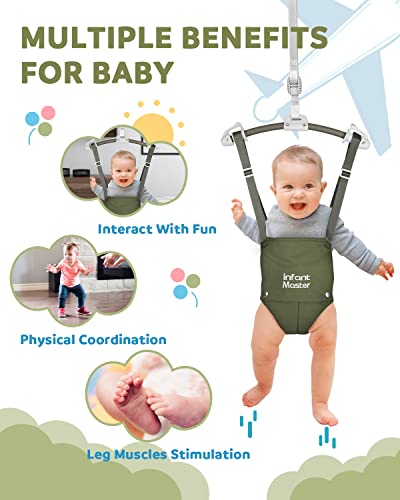 Infant Master Master Baby Doorway Jumper - Sturdy with Adjustable Strap, Soft Johnny Bouncer Seat, Ideal Gift for Infant, Free Installation, Green - Image 2