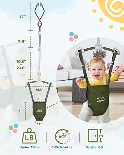 Infant Master Master Baby Doorway Jumper - Sturdy with Adjustable Strap, Soft Johnny Bouncer Seat, Ideal Gift for Infant, Free Installation, Green - Image 4