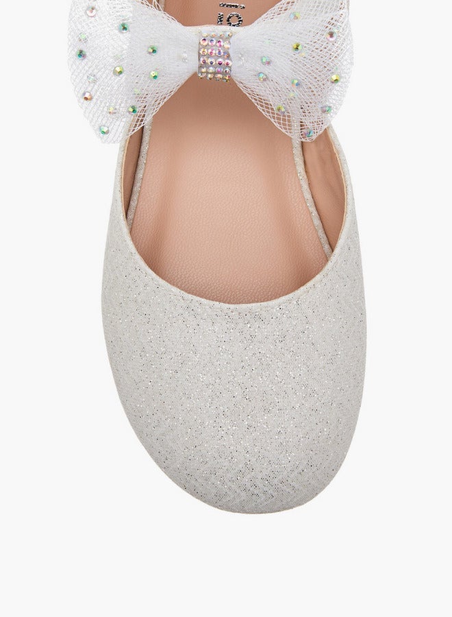 جونيورز حذاء باليرينا مزين للبنات بإغلاق لاصق - Image 4