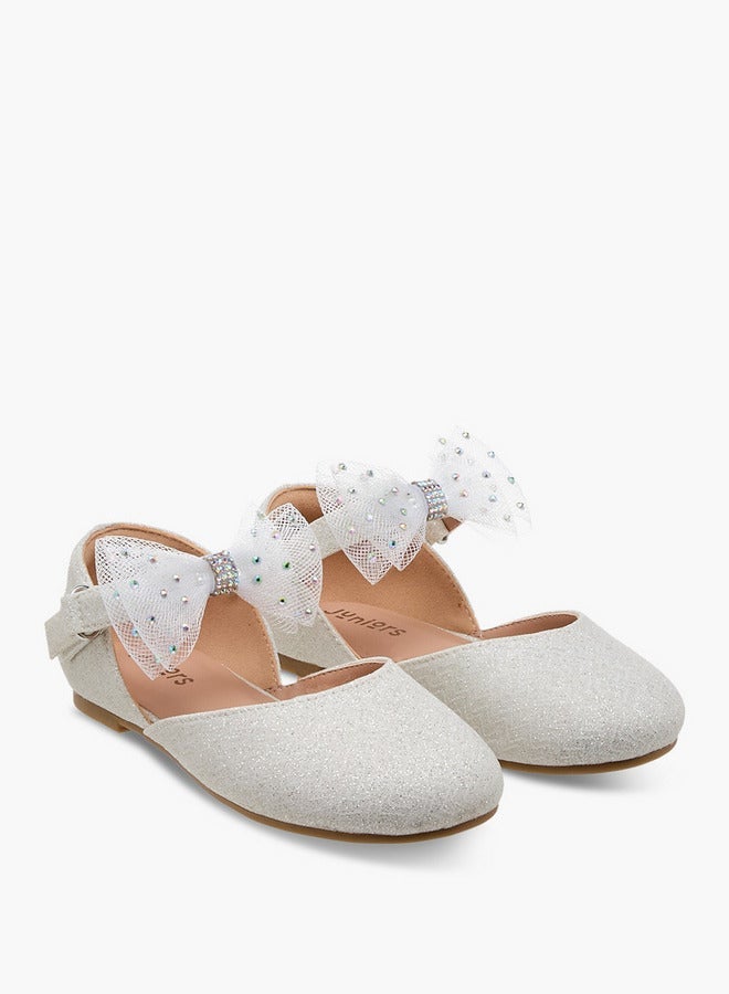 جونيورز حذاء باليرينا مزين للبنات بإغلاق لاصق - Image 3