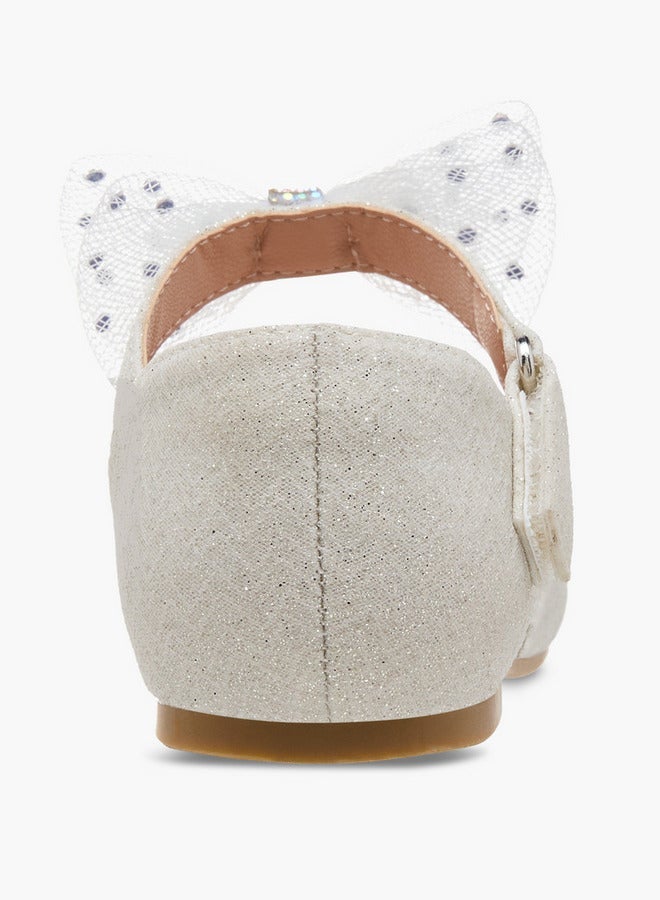 جونيورز حذاء باليرينا مزين للبنات بإغلاق لاصق - Image 5