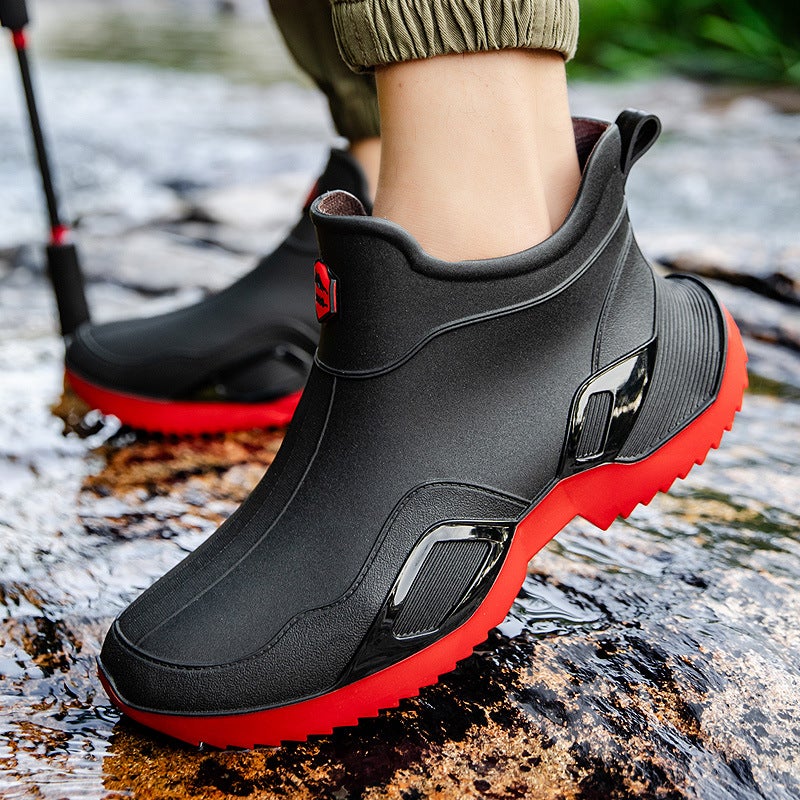 Non-Slip Rain Shoes Men'S Short Tube Waterproof Shoes Rain Boots Water Boots Car Washing Kitchen Work Glue Shoes Set Fishing Shoes Women - Image 4