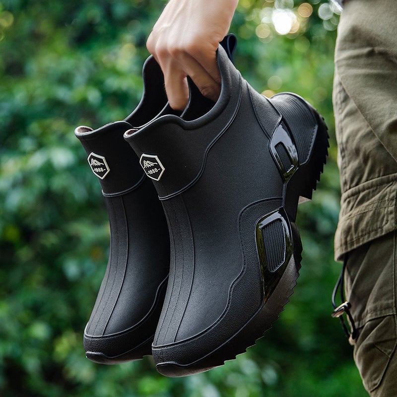 Non-Slip Rain Shoes Men'S Short Tube Waterproof Shoes Rain Boots Water Boots Car Washing Kitchen Work Glue Shoes Set Fishing Shoes Women - Image 1