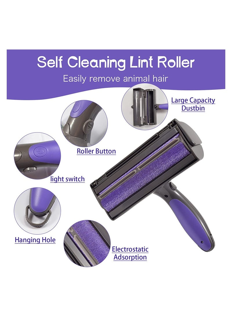 SYOSI أسطوانة مزيل شعر الحيوانات الأليفة الكهربائية، أسطوانة لالتقاط شعر الكلب والقط مع ضوء LED، أسطوانة مزيل شعر قابلة لإعادة الاستخدام مع وضع التنظيف الذاتي للسجاد، الملابس، الأثاث، السيارة والفراش - Image 3
