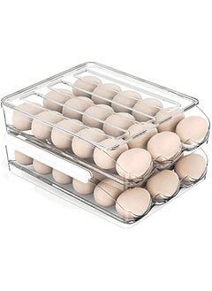 Egg Holder for Fridge, 36 Grid Auto Rolling Egg Container Tray, Large Capacity Egg Storage with Lid, Egg Storage for Fridge Storage Organizer for Kitchen (2 Layer)