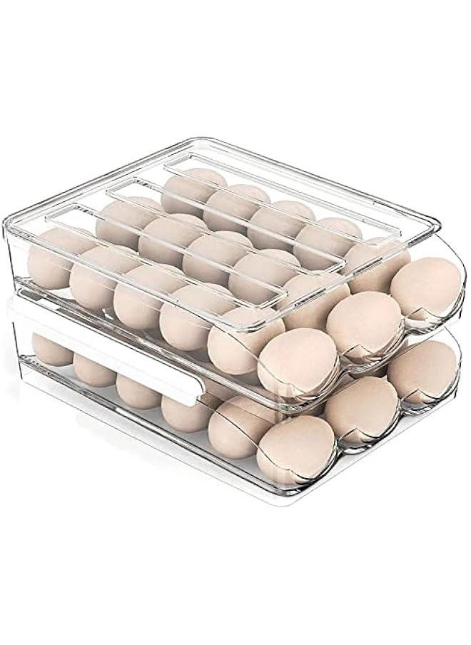 Generic - Egg Holder for Fridge, 36 Grid Auto Rolling Egg Container Tray, Large Capacity Egg Storage with Lid, Egg Storage for Fridge Storage Organizer for Kitchen (2 Layer) - Image 1