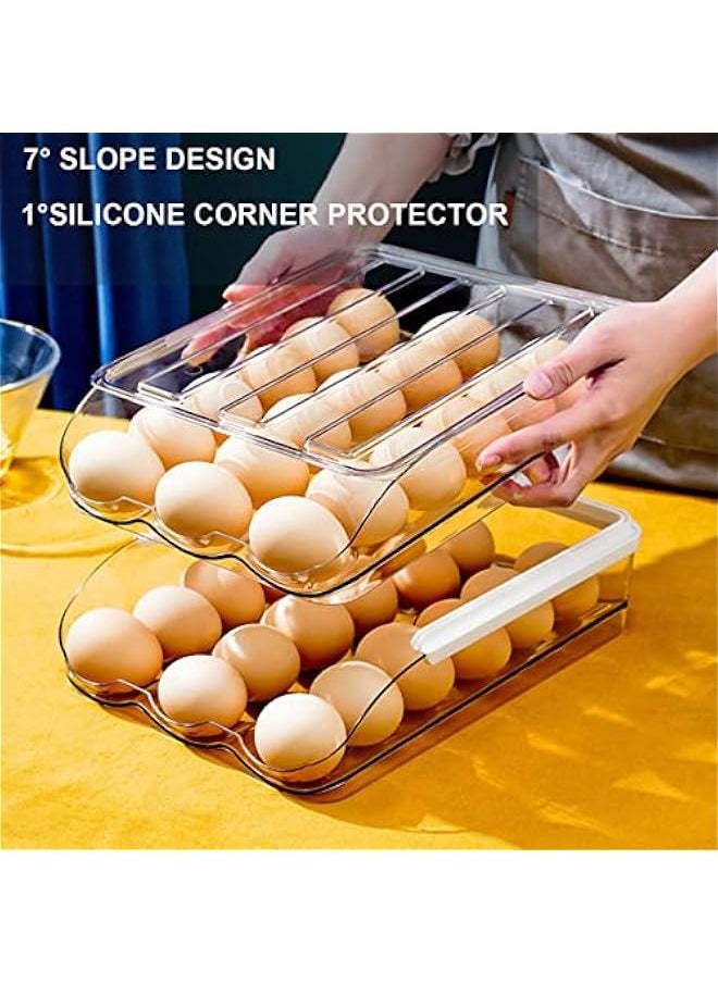 Generic - Egg Holder for Fridge, 36 Grid Auto Rolling Egg Container Tray, Large Capacity Egg Storage with Lid, Egg Storage for Fridge Storage Organizer for Kitchen (2 Layer) - Image 1