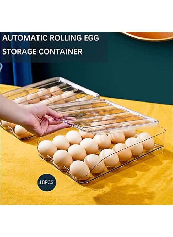 Generic - Egg Holder for Fridge, 36 Grid Auto Rolling Egg Container Tray, Large Capacity Egg Storage with Lid, Egg Storage for Fridge Storage Organizer for Kitchen (2 Layer) - Image 1