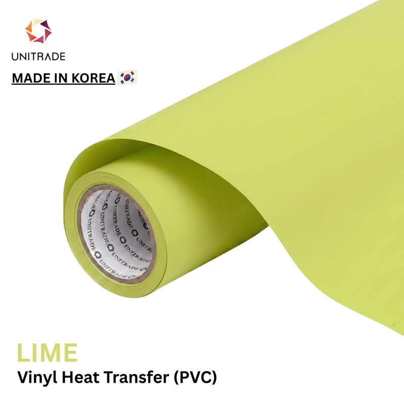 يونيترايد UNITRADE® رول فينيل نقل حراري Easy Cut (PVC) باللون الأخضر الليموني / متوافق مع Cricut وSilhouette وآلات القص الاحترافية / معتمد CPSIA / صنع في كوريا - Image 1